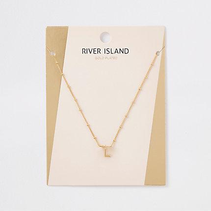 River Island Womens Gold Plated 'l' Initial Necklace