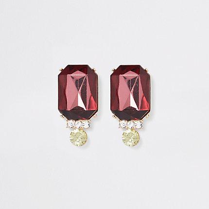 River Island Womens Gold Colour Jewel Drop Earrings