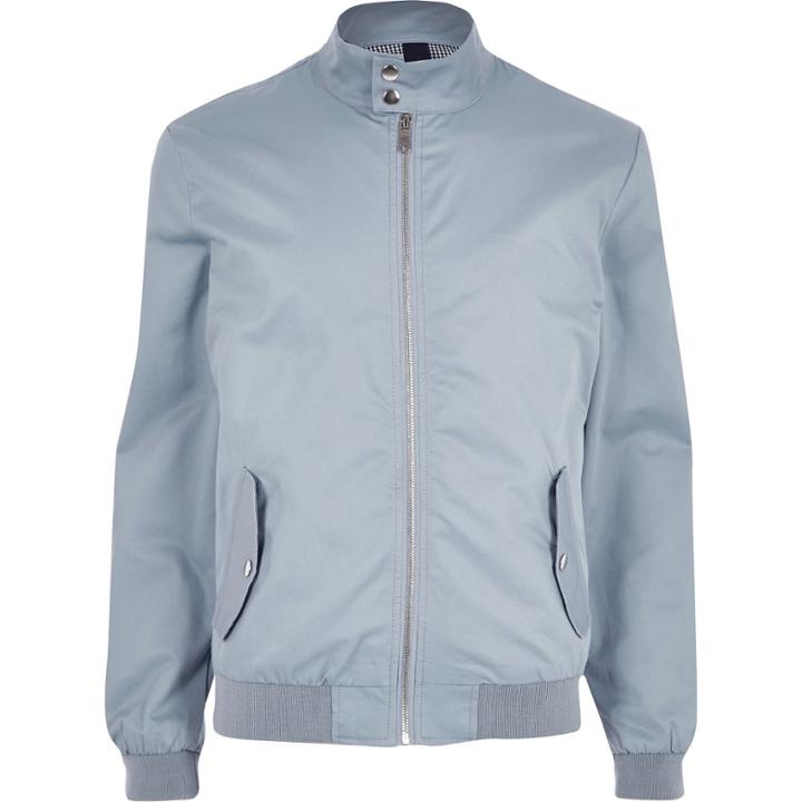 River Island Mensblue Funnel Neck Bomber Jacket
