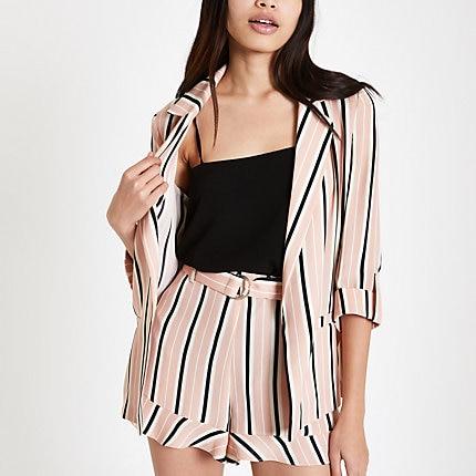 River Island Womens Stripe Print Rolled Sleeve Blazer