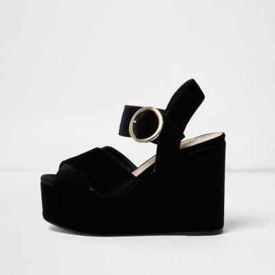 River Island Womens Velvet Flatform Wedges