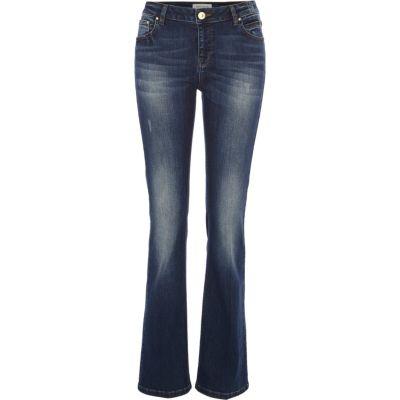 River Island Womens Mid Wash Alice Kick Flare Jeans