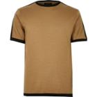 River Island Mens Brown Knitted Short Sleeve Sweater