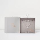 River Island Womens Love Luli Silver-plated Diamant Y Bracelet