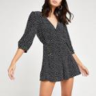 River Island Womens Spot Double Breasted Playsuit