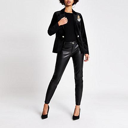 River Island Womens Velvet Badge Embellished Blazer
