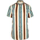 River Island Mens Stripe Slim Fit Satin Shirt