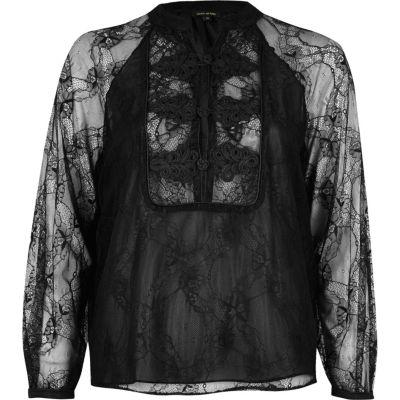 River Island Womens Lace Chiffon Blouse