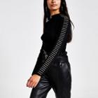 River Island Womens Studded High Neck Ribbed T-shirt