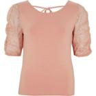 River Island Womens Lace Puff Sleeve Top