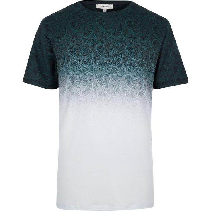 River Island Menswhite Faded Paisley Print T-shirt