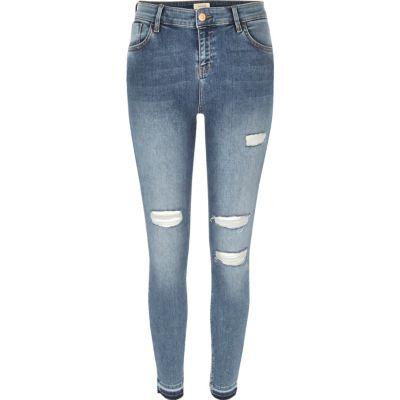River Island Womens Wash Ripped Amelie Super Skinny Jeans