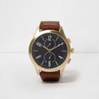 River Island Mens Strap Gold Tone Round Face Watch