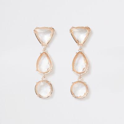 River Island Womens Gold Tone Mixed Jewel Drop Stud Earrings