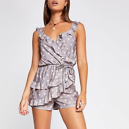 River Island Womens Spot Print Playsuit