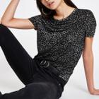 River Island Womens Metallic Leopard Print T-shirt