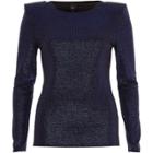 River Island Womens Glitter Shoulder Pad Fitted Top