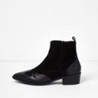 River Island Womens Suede And Leather Western Ankle Boots