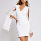 River Island Womens White Pleated Sleeve Mini Bodycon Dress