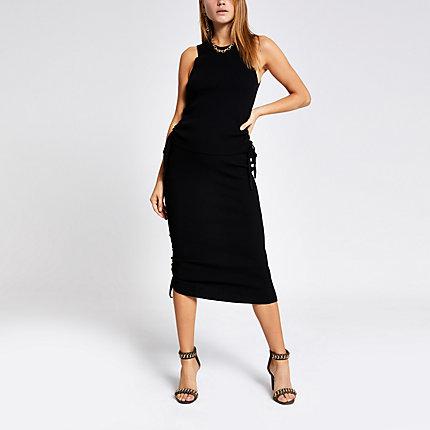 River Island Womens Ribbed Ruched Side Top