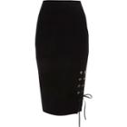 River Island Womens Lace-up Eyelet Hem Pencil Skirt