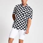 River Island Mens Checkerboard Print Short Sleeve Shirt
