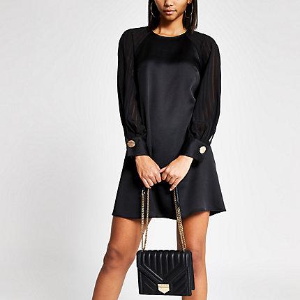 River Island Womens Mesh Split Sleeve Swing Dress