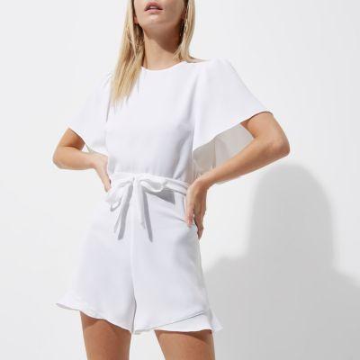 River Island Womens Petite White Tea Dress Style Playsuit