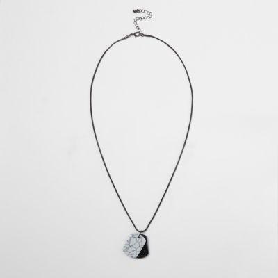 River Island Mens Double Marble Dog Tag Necklace