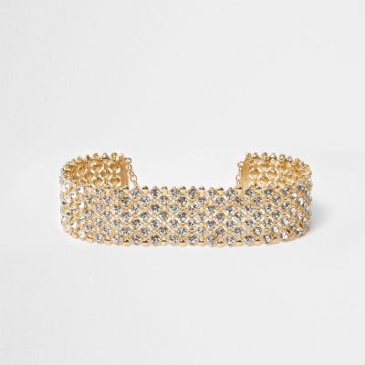 River Island Womens Gold Tone Rhinestone Choker
