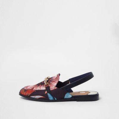 River Island Womens Floral Chain Backless Loafer