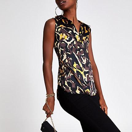 River Island Womens Print Sleeveless Blouse