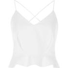 River Island Womens White Frill Cami Crop Top