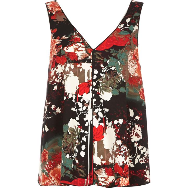 River Island Womens Floral Print Split Back Tank