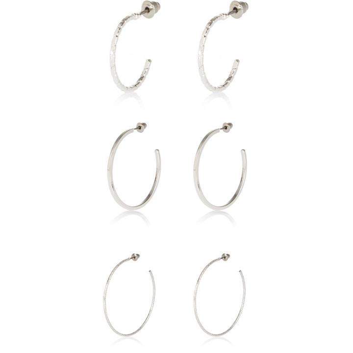 River Island Womens Silver Tone Hoop Earrings Pack
