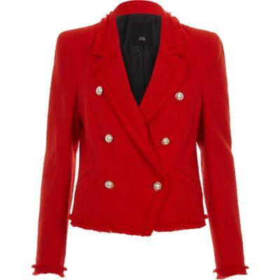 River Island Womens Boucle Double-breasted Jacket