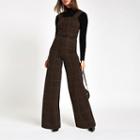 River Island Womens Check Belted Wide Leg Jumpsuit