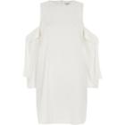 River Island Womens White Cold Shoulder Tie Sleeve Swing Dress
