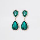 River Island Womens Gold Tone Emerald Drop Earrings