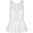River Island Womens White Crochet Panel Peplum Top