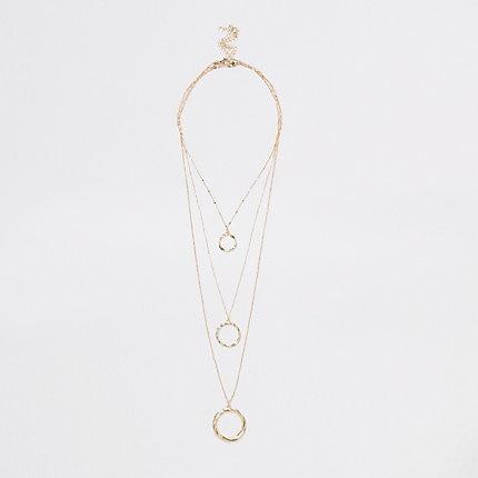River Island Womens Gold Color Twisted Circle Necklace Multipack