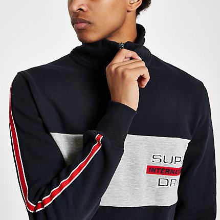 River Island Mens Superdry Block Funnel Neck Sweatshirt