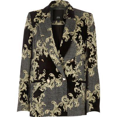 River Island Womens And Gold Jacquard Blazer
