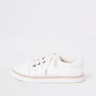 River Island Womens White Espadrille Trim Lace-up Sneakers