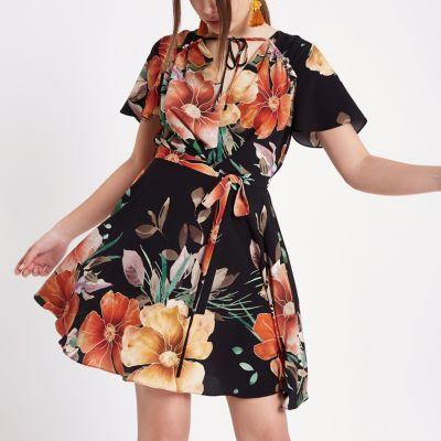 River Island Womens Floral Print Tea Dress