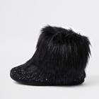 River Island Womens Faux Fur Bootie Slippers