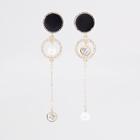 River Island Womens Gold Tone Velvet Asymmetric Drop Earrings
