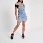 River Island Womens Denim Pinafore Overall Dress