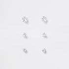 River Island Womens Silver Plated Cubic Zirconia Stud Multipack