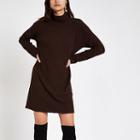River Island Womens Brushed Rib High Neck Jumper Dress